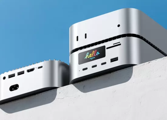 Универсальная док-станция RayCue для Mac mini: дисплей, SSD, порты USB-C и зарядка до 140 Вт